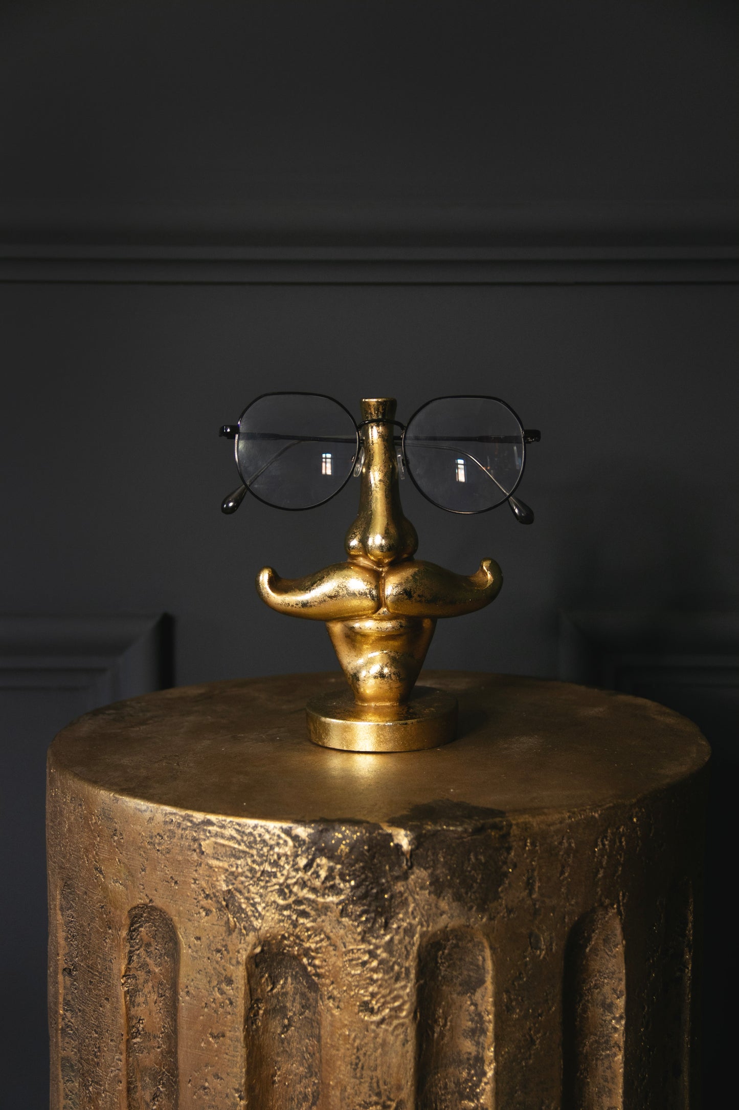 Gold Moustache Glasses Holder