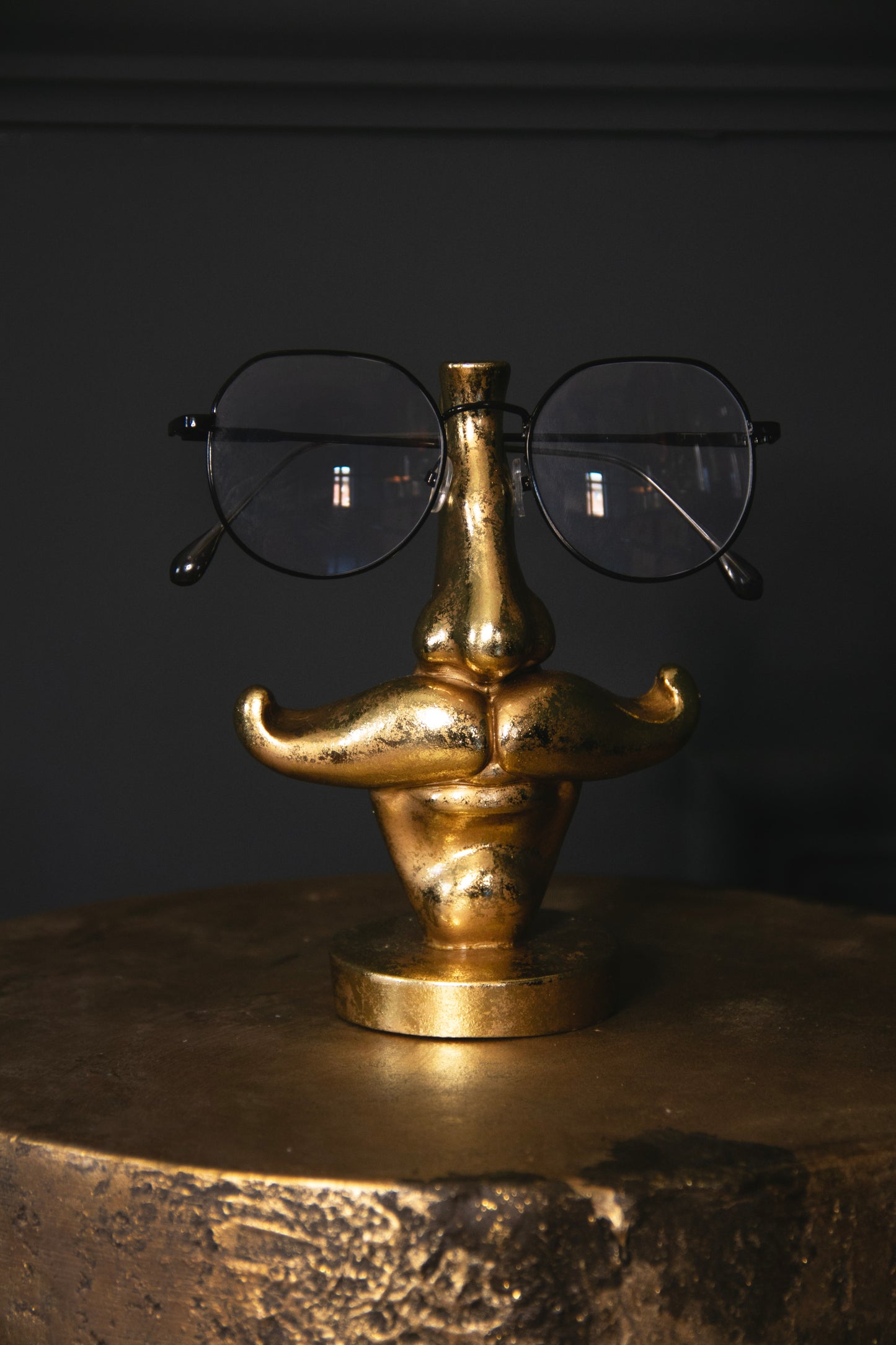 Gold Moustache Glasses Holder