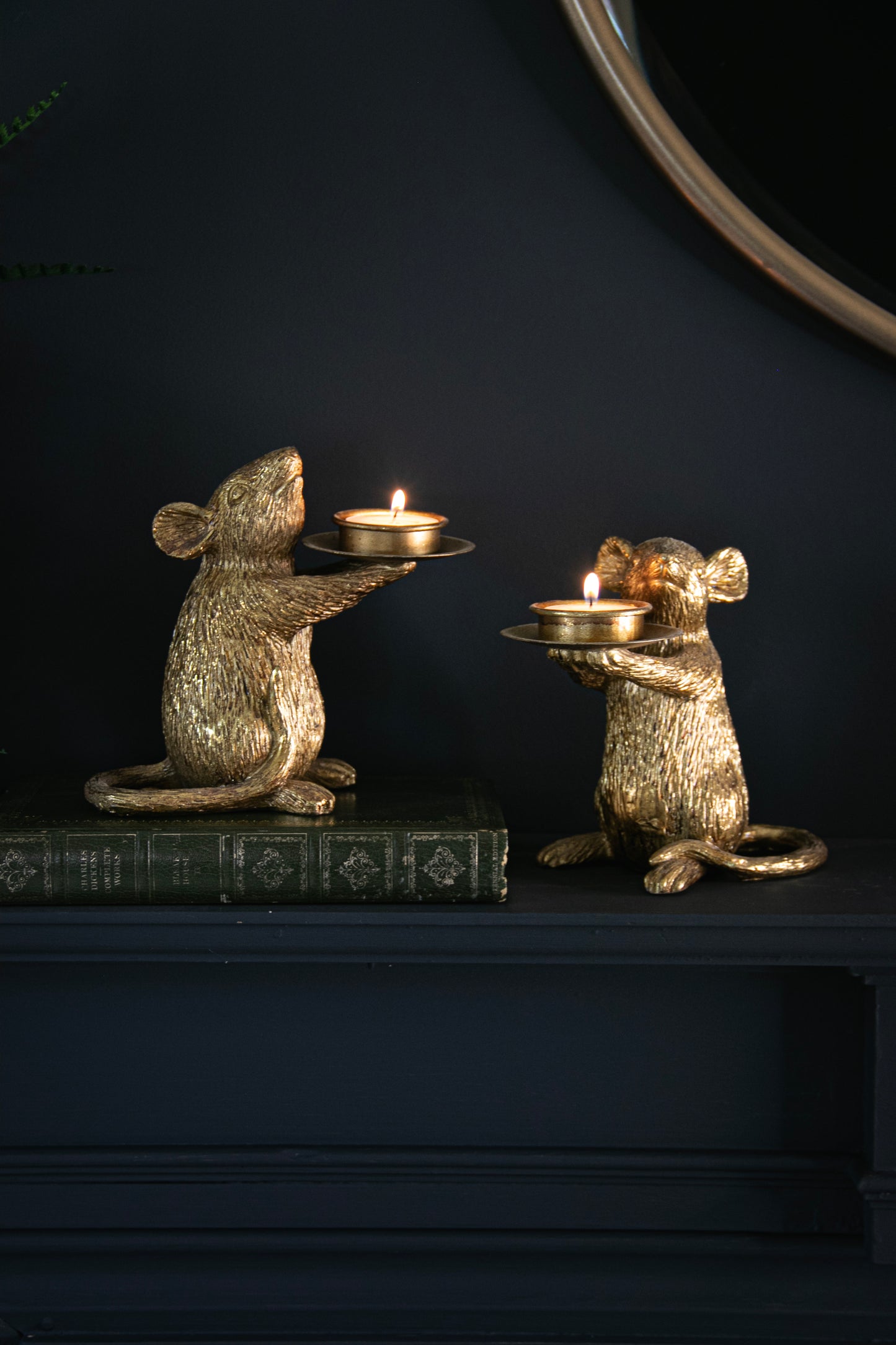 Pair of Gold Mouse Candle Holders  - Stock due July 2024