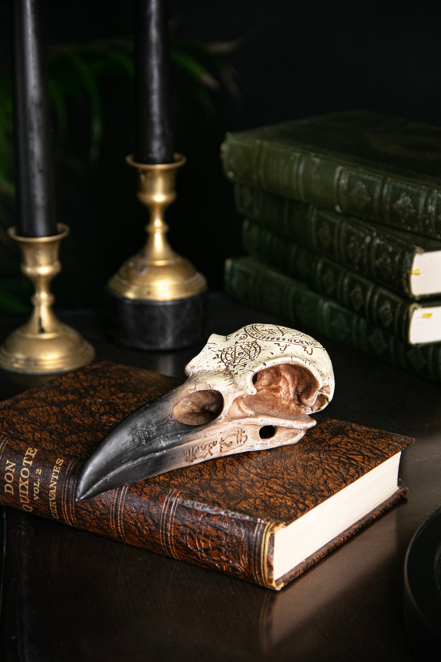 Inscribed Raven Skull