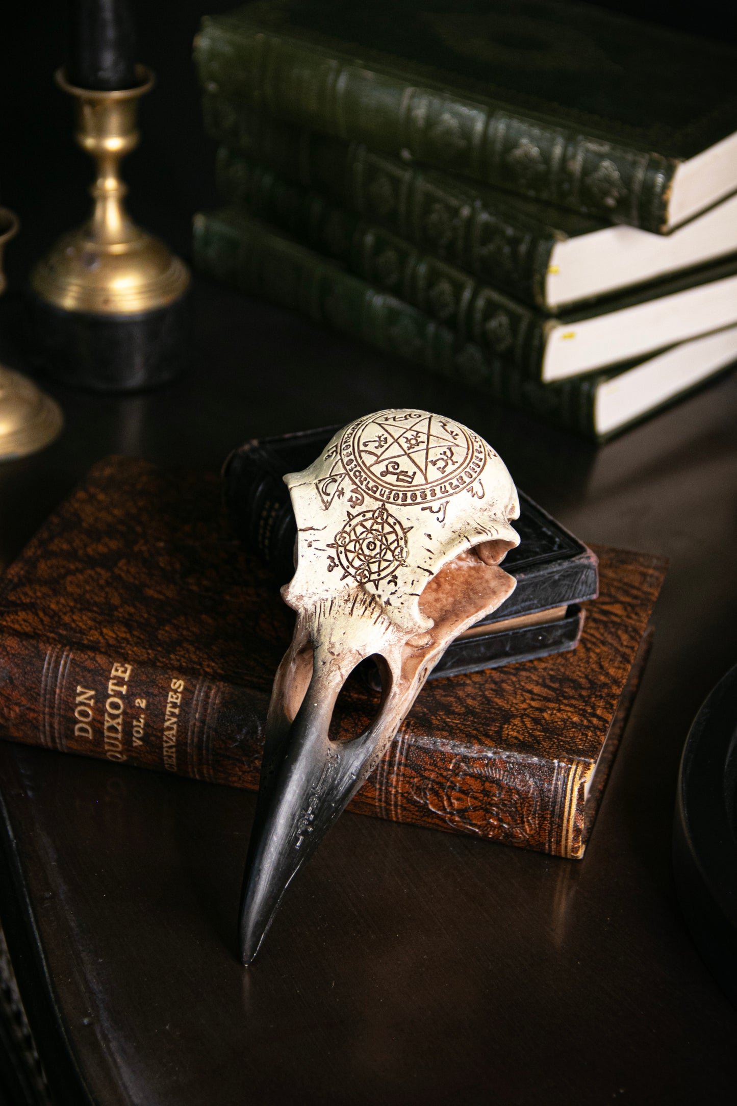 Inscribed Raven Skull