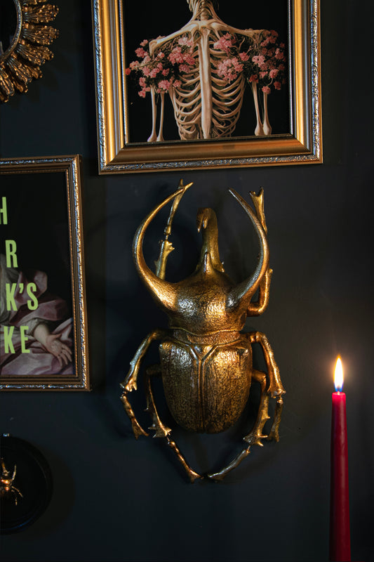 Large Gold Beetle Wall Hanging - Stock Due August