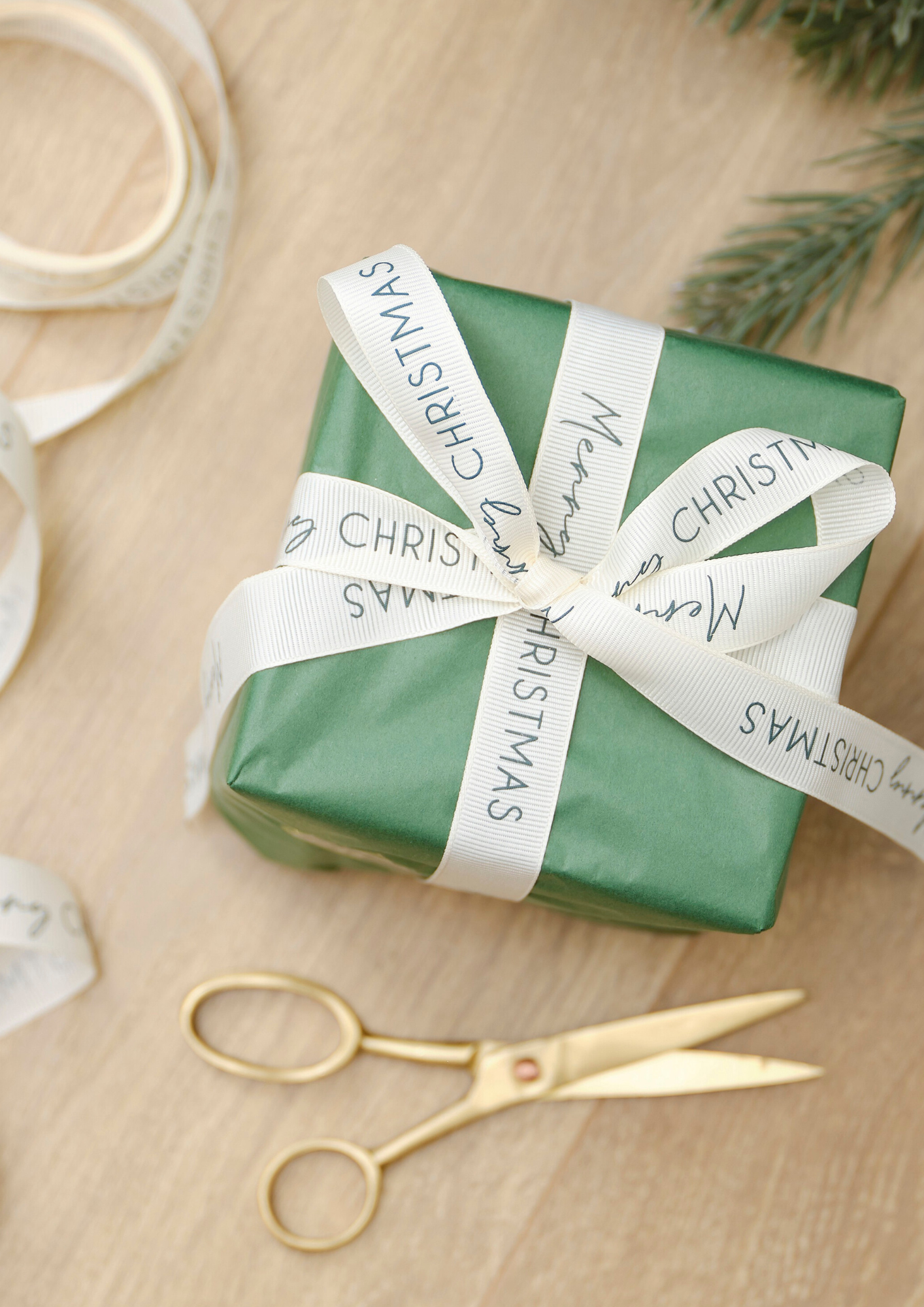 Cream Merry Christmas Ribbon
