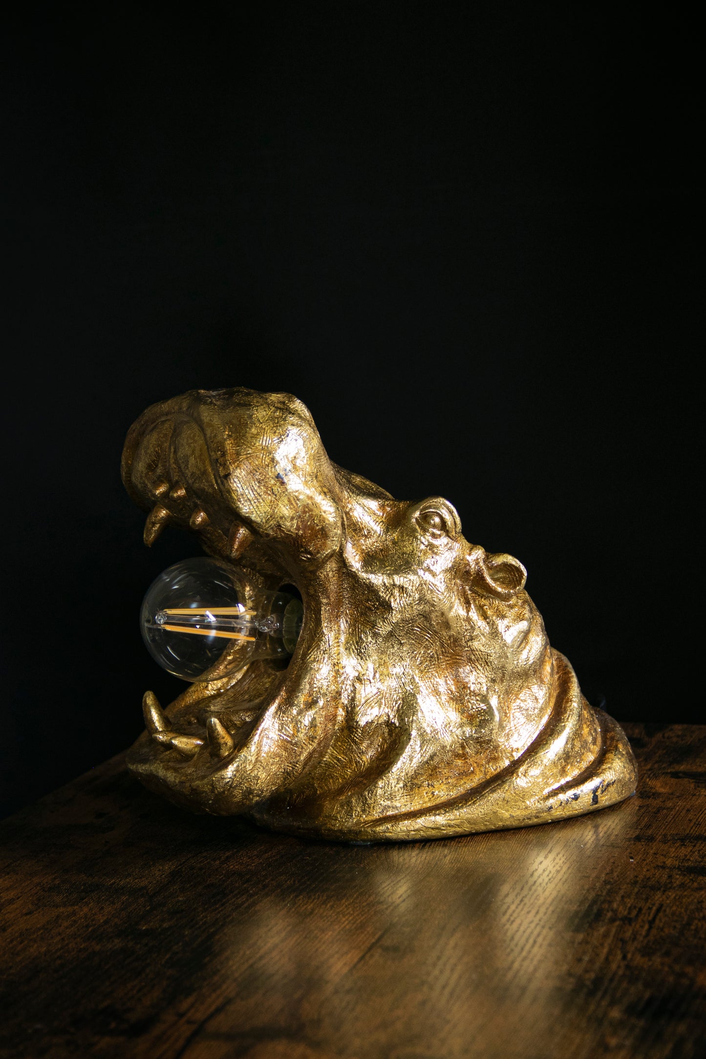 Gold Hippo Table Lamp