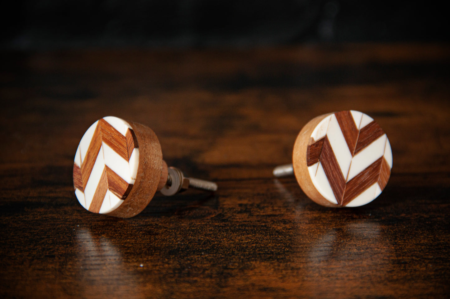 Chevron Wood & Resin Drawer Knob