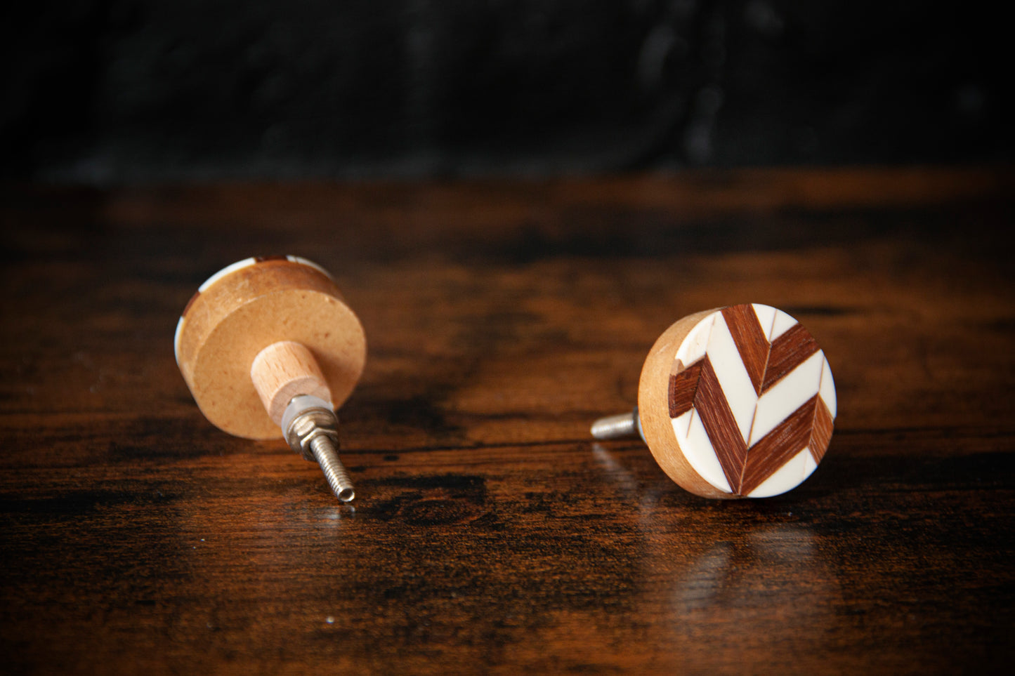 Chevron Wood & Resin Drawer Knob