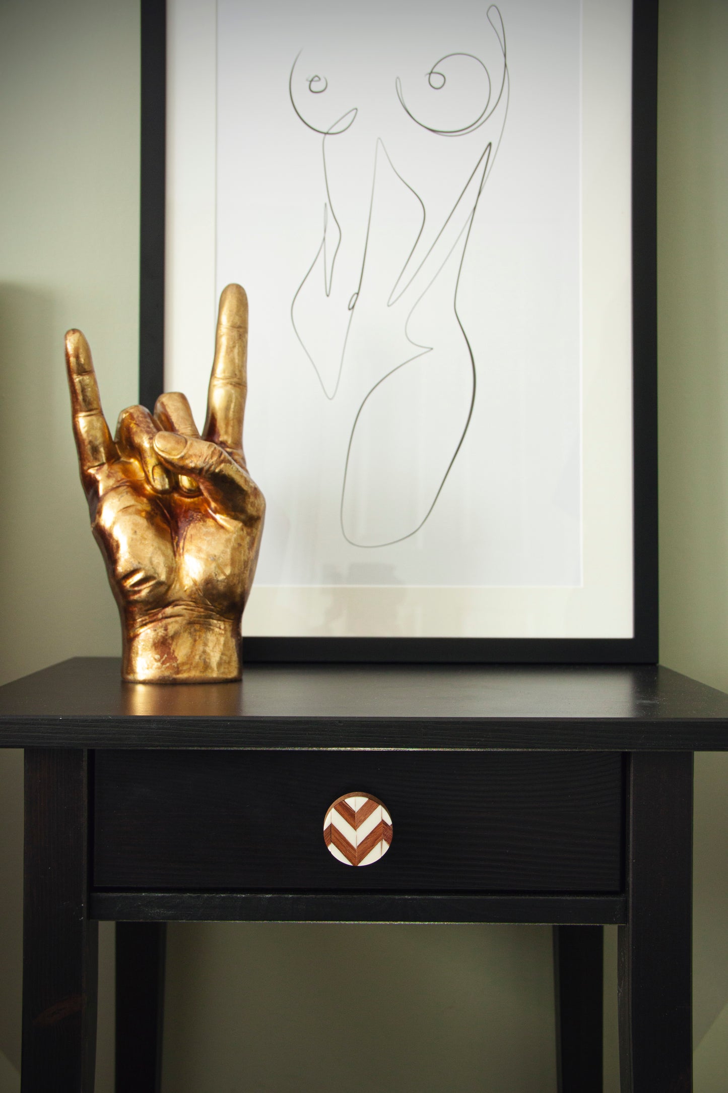 Chevron Wood & Resin Drawer Knob