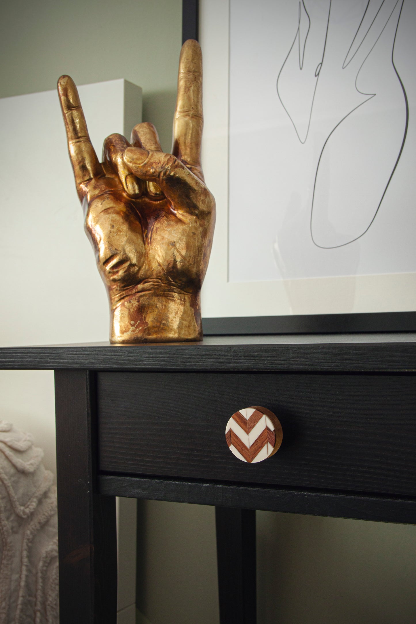 Chevron Wood & Resin Drawer Knob