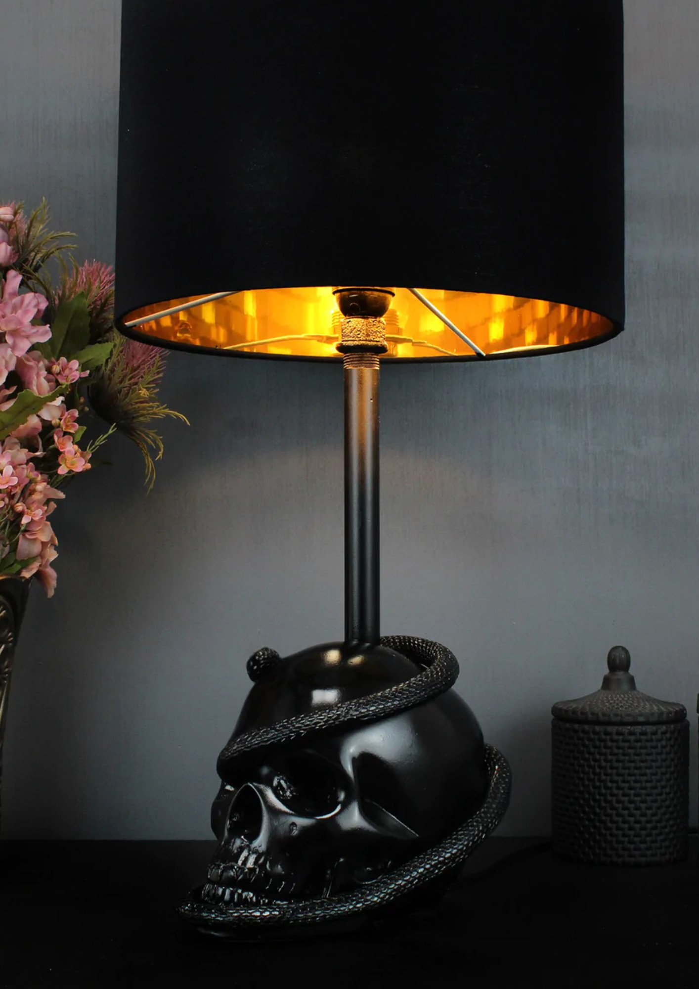 The Snake Edison Skull Lamp by The Blackened Teeth