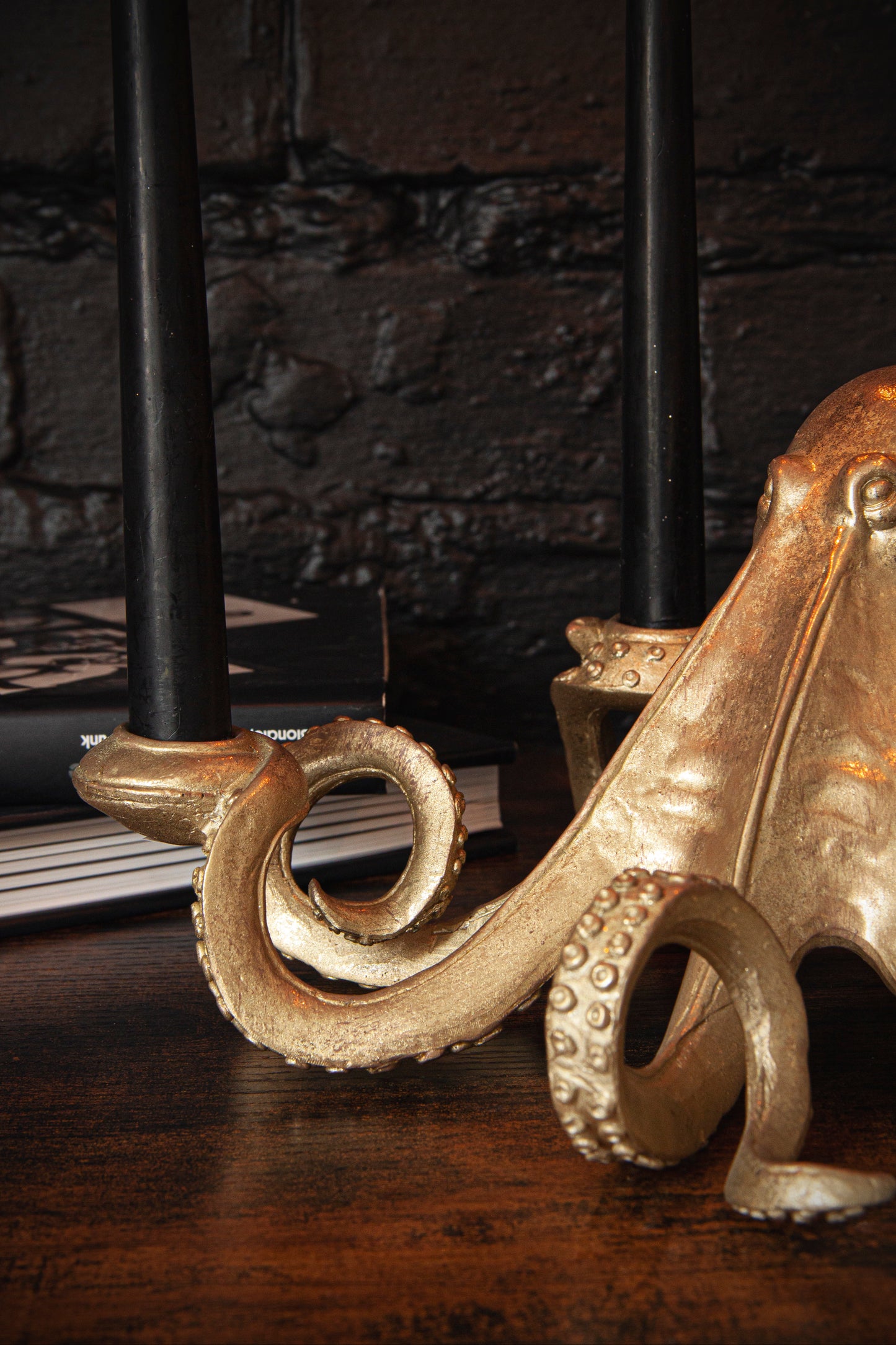 Gold Octopus Candlestick Holder