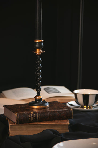 Black & Gold Twisted Candle Holder