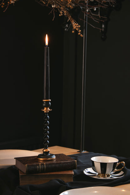 Black & Gold Twisted Candle Holder