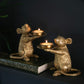 Pair of Gold Mouse Candle Holders