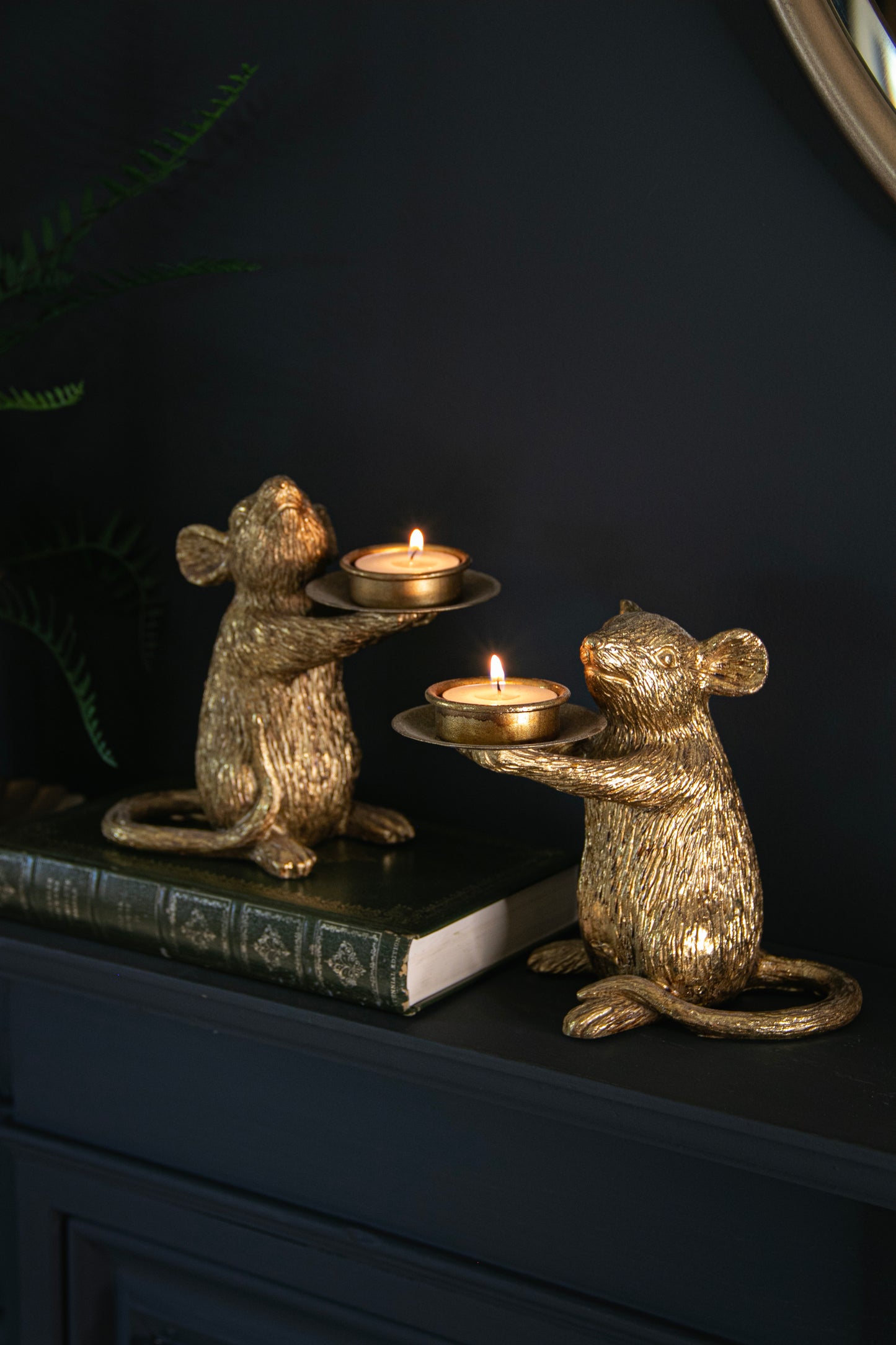 Pair of Gold Mouse Candle Holders
