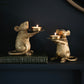 Pair of Gold Mouse Candle Holders
