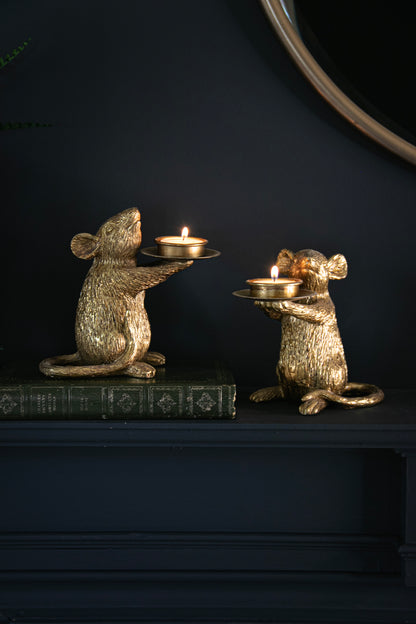Pair of Gold Mouse Candle Holders - Stock due May 2024