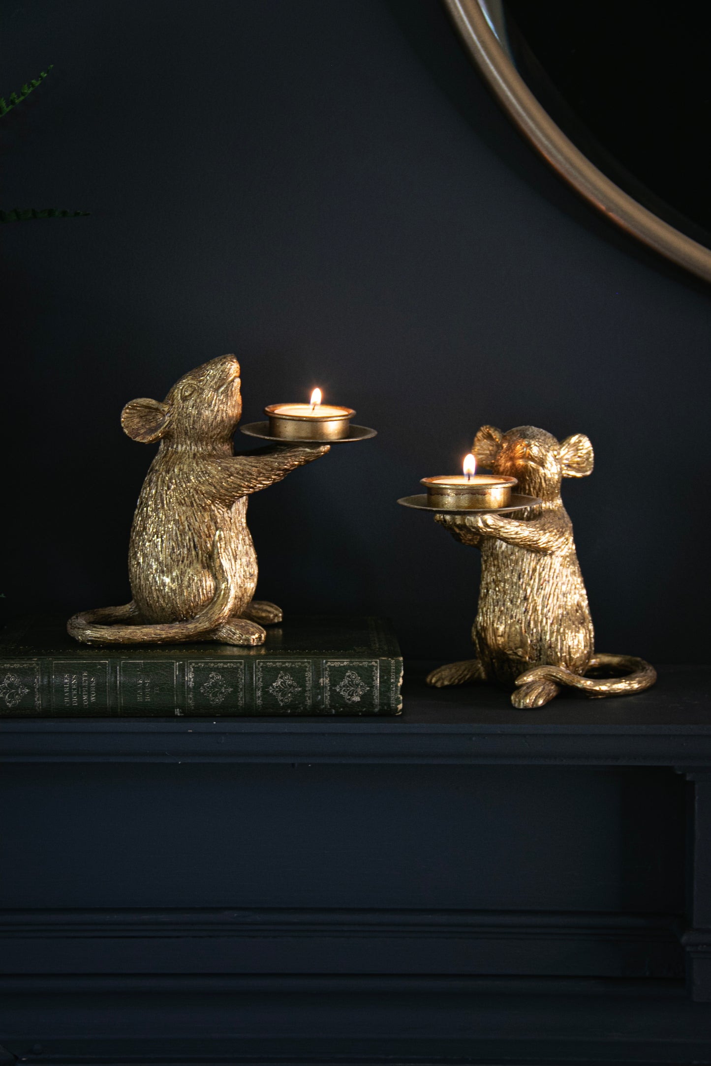 Pair of Gold Mouse Candle Holders