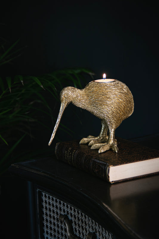 Gold Kiwi Bird Tealight Holder