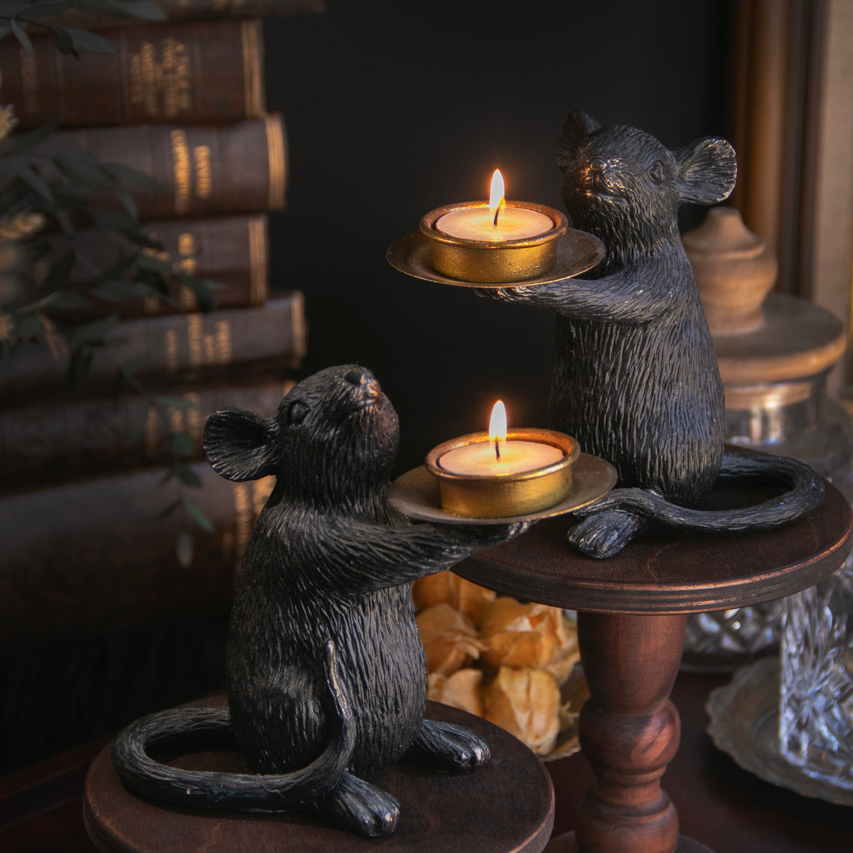 Succubus Home Mouse Set Of 2 Waxinelight Holders Gold main image 1