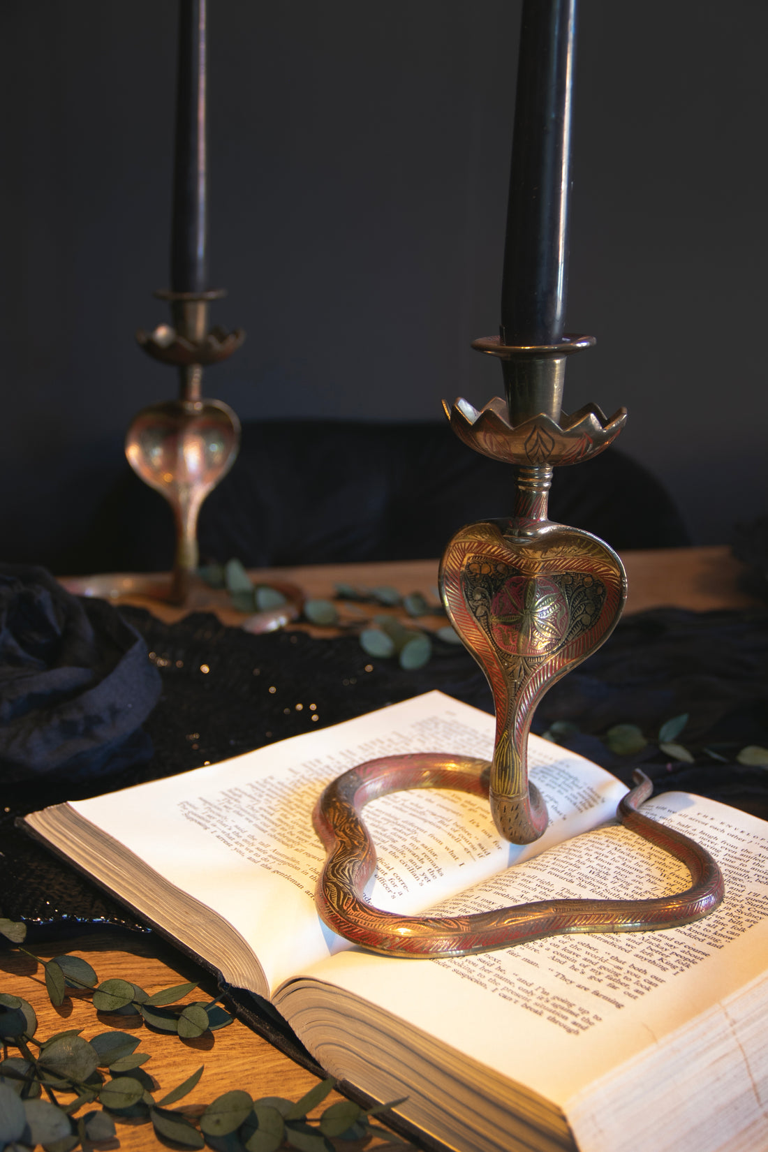 Cobra Brass Candle Stick (Pair) PreLoved Carbon Row