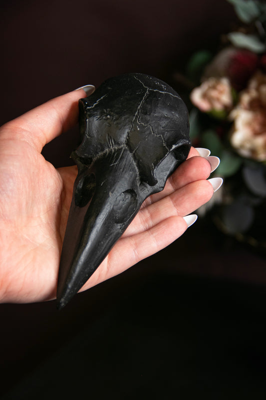 Ornamental Raven Mirror - Matte Black
