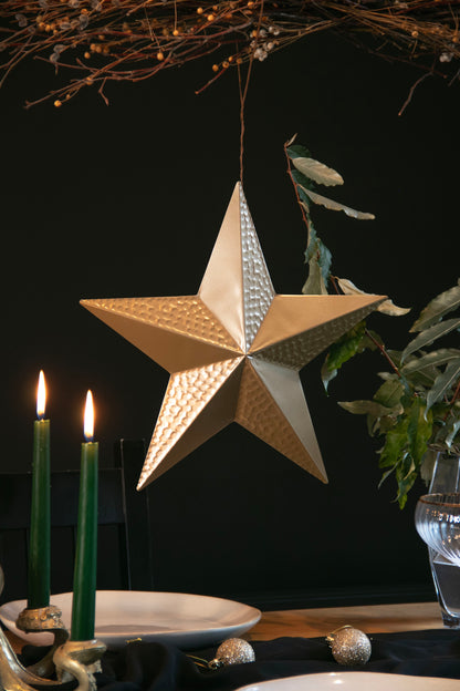 Hammered Metal Star Gold Wall Hanging