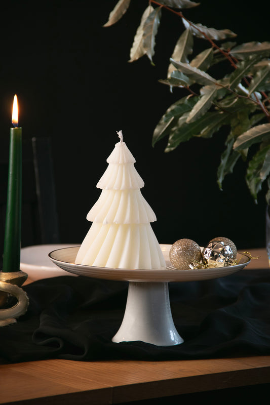 White Tree Shaped Christmas Candle