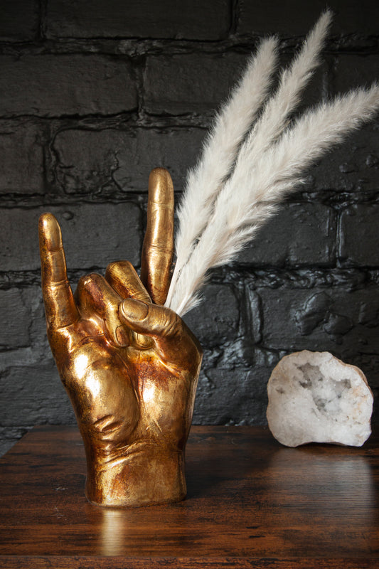Gold Rock On Hand Ornament & Vase