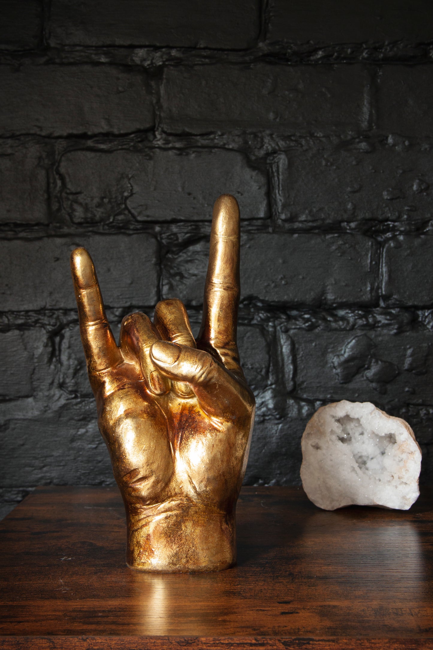 Gold Rock On Hand Ornament & Vase