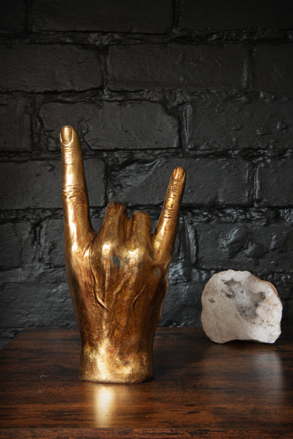 Gold Rock On Hand Ornament & Vase - Stock due July 2024