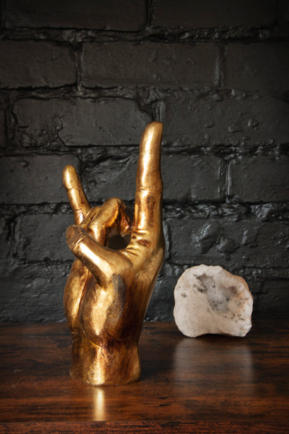 Gold Rock On Hand Ornament & Vase - Stock due July 2024