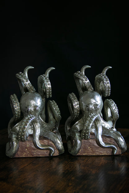 Octopus Bookends- Silver