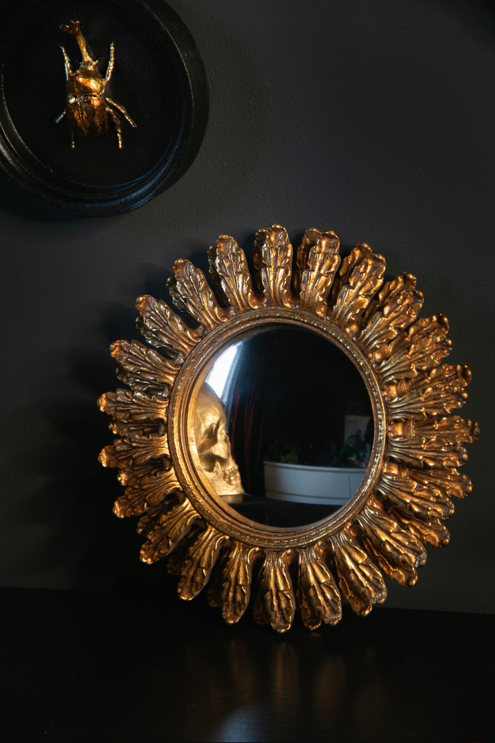 Ornate Gold Convex Mirror Carbon Row