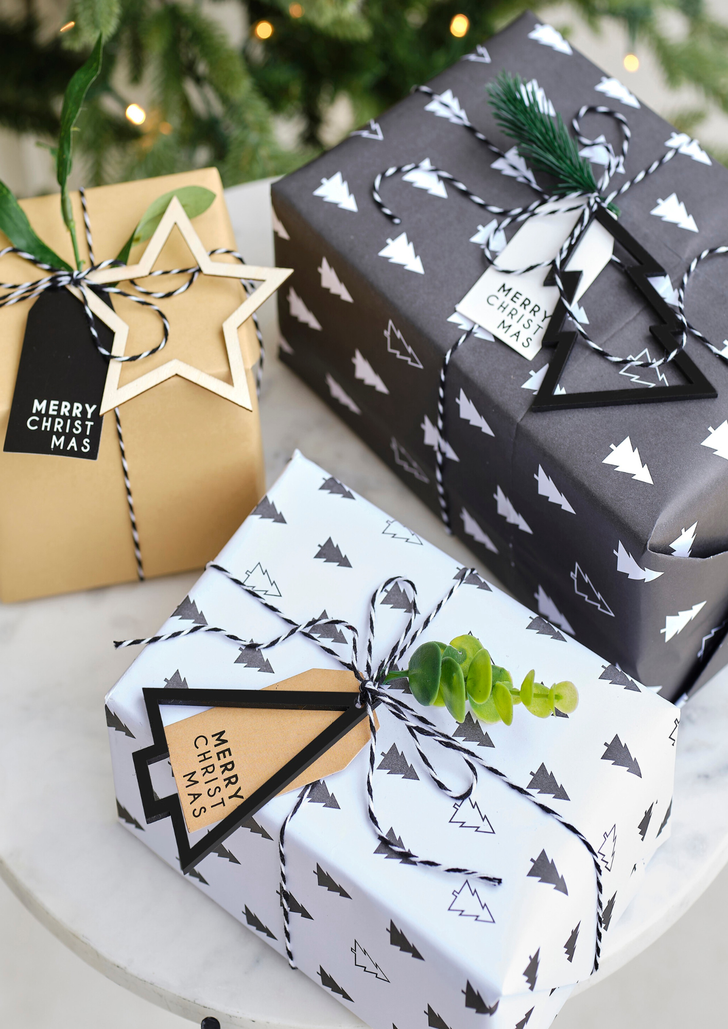 Wooden Icons and Ribbon Christmas Gift Tags
