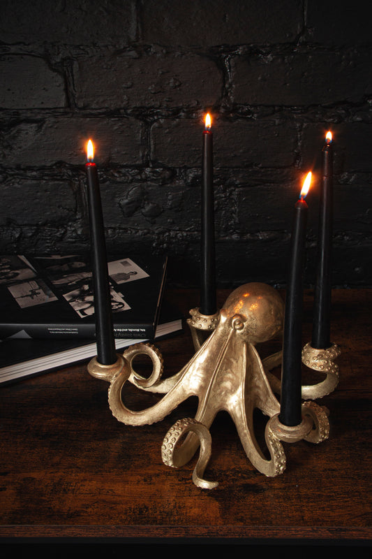 Gold Octopus Candlestick Holder