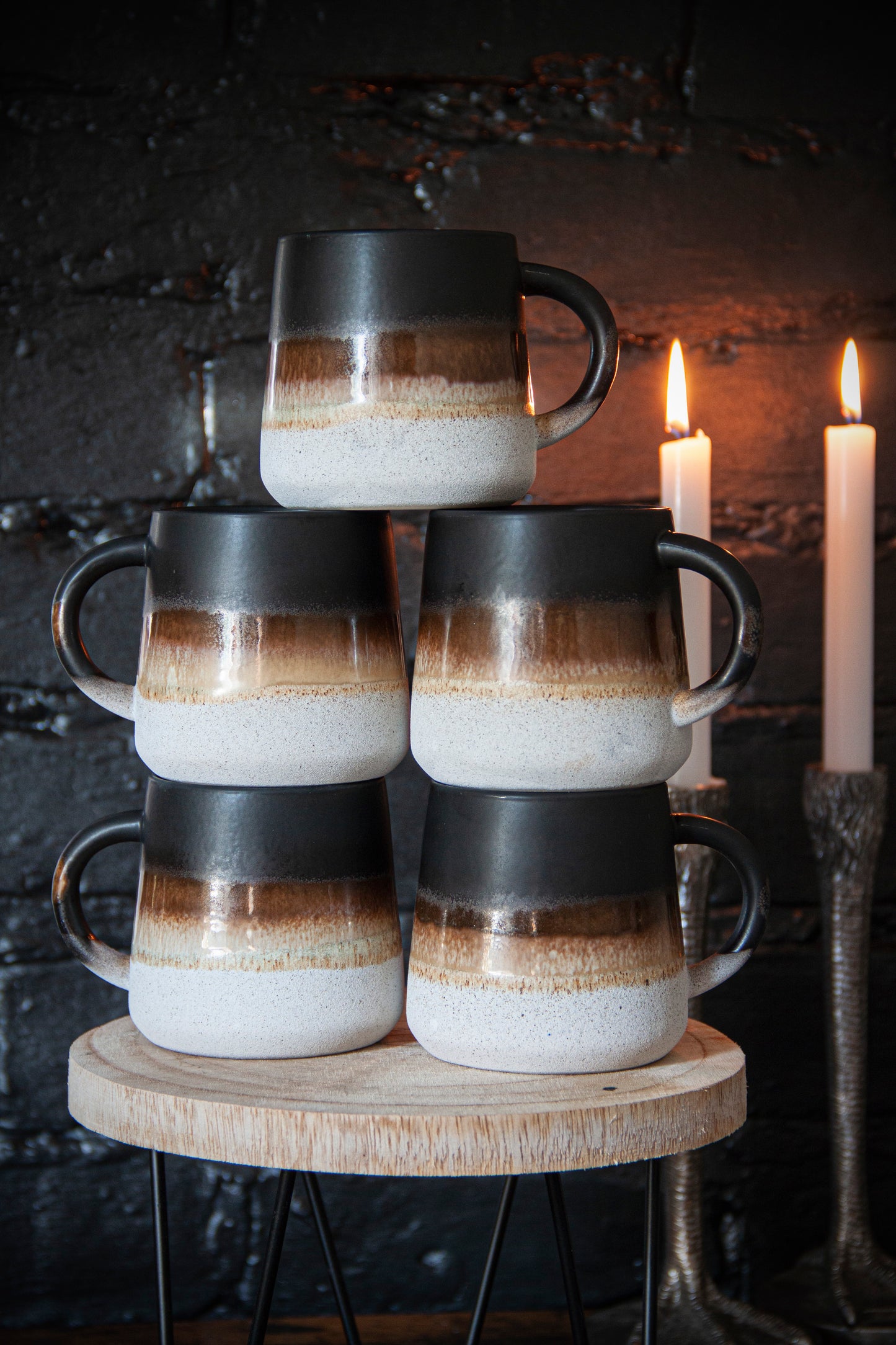 Ombre Dipped Stoneware Mug - Black