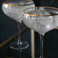 Traditional Champagne Coupe/Gin Glasses with Gold Rims - Set of 2