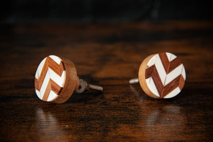 Chevron Wood & Resin Drawer Knob