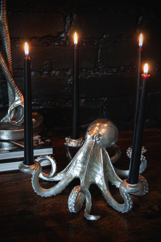 Octopus Candlestick Holder - Silver
