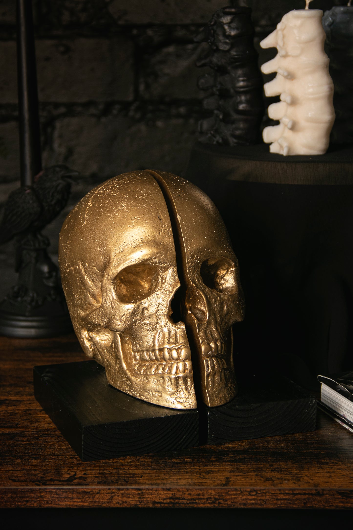Gold Skull Bookends by The Blackened Teeth
