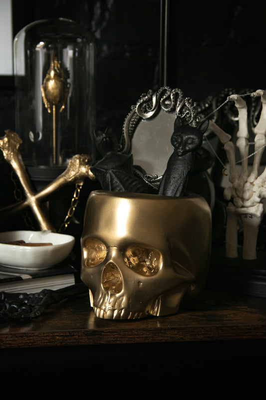 Jawless Skull Pot in Gold - The Blackened Teeth